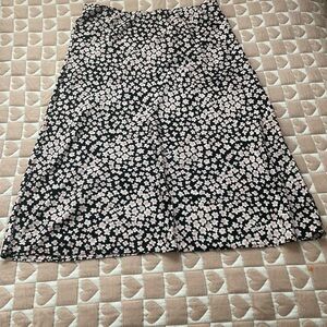 J crew Floral Print A-Line Skirt Black White Pink